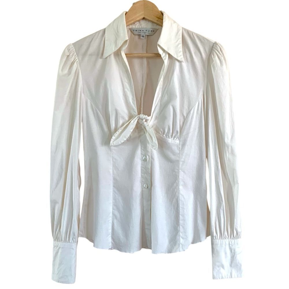 Trina Turk 90’s Button Tie Front Silk Blouse